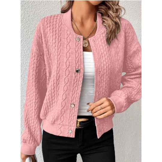 Damen Lässige Strickjacke mit strukturierter Oberfläche und Knopfleiste EB