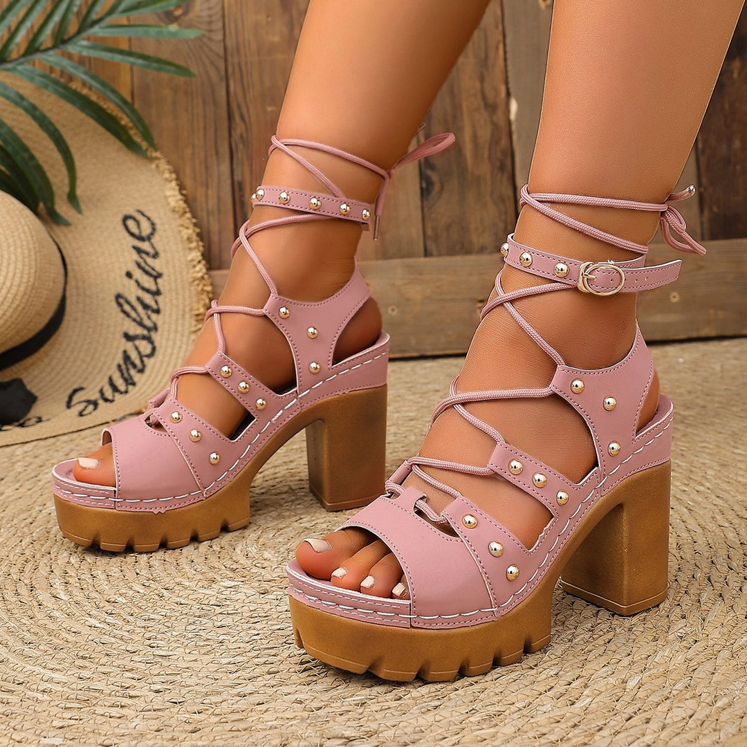 Damen Plateau-Sandalen mit rutschfester Sohle und modischem Riemendesign EB