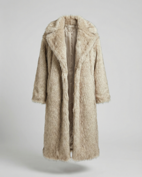 Damen luxuriöser kunstfellmantel im großzügigen Design EB