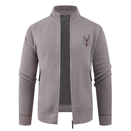 Herren Strickjacke mit hohem Kragen und praktischen Reißverschlusstaschen EB