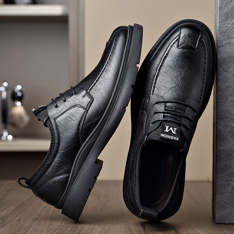 Herren Bequeme Leder Schnürschuhe mit rutschfester Sohle EB