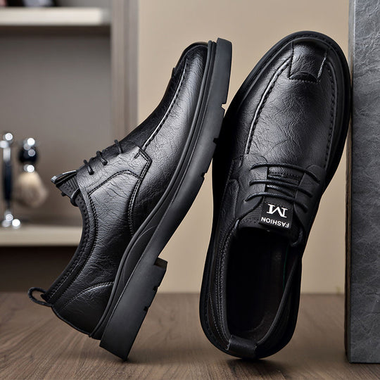 Herren Bequeme Leder Schnürschuhe mit rutschfester Sohle EB