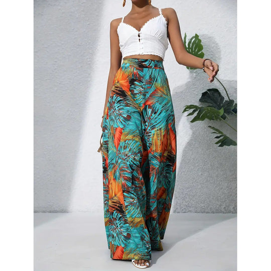 Damen Weit geschnittene Sommerhose mit floralem Muster EB