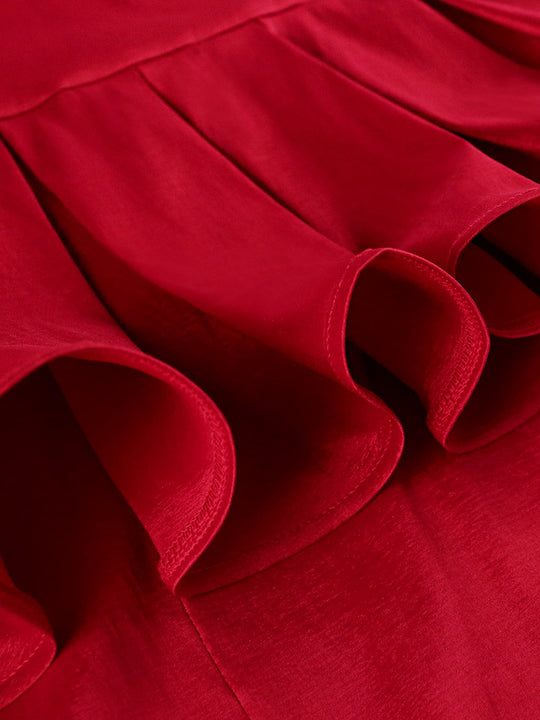 Damen Abendkleid mit asymmetrischem Volant und schwingendem Saum EB