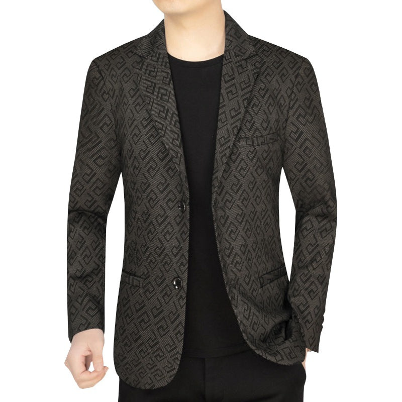 Herren Jacquard-Sakko mit geometrischer Struktur und teilgefüttertem Innenfutter EB
