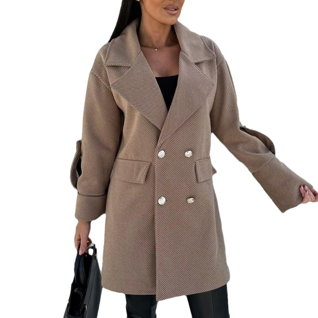 Damen Eleganter Oversized-Blazer mit doppelter Knopfleiste und praktischen Taschen EB