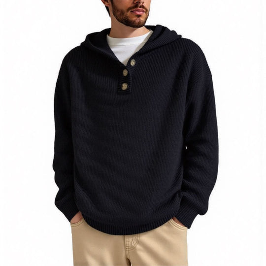 Herren Kapuzenpullover mit strukturiertem Zopfmuster EB