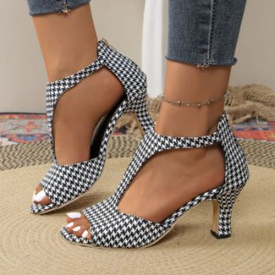 Damen Absatzsandalen mit offenen Riemen und modischem Schnürdesign EB