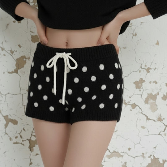 Damen Sportliche Kurze Hose mit gepunktetem Design und verstellbarem Bund EB