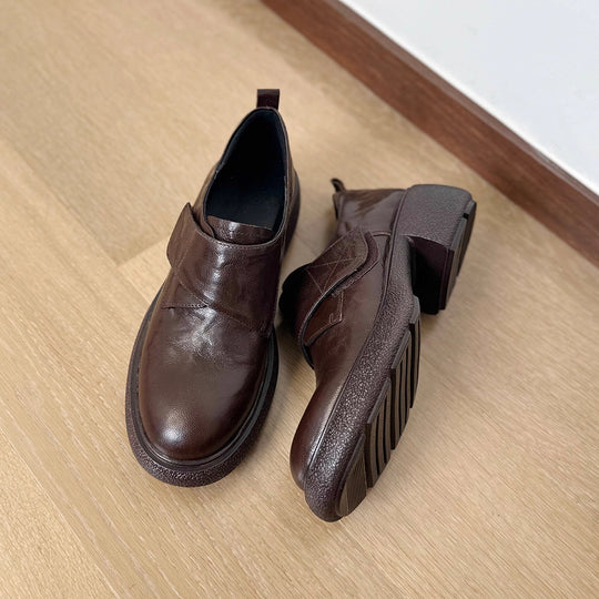 Damen modische Halbschuhe mit verstellbarem Klettverschluss und robustem Blockabsatz EB