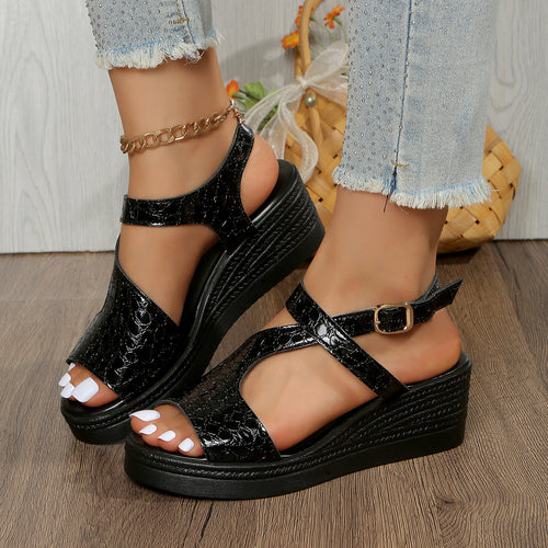 Damen Wedge-Sandaletten mit modernem Riemendesign und bequemer Fußbettung EB