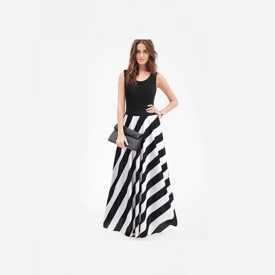 Damen Maxikleid mit elegantem Streifenmuster EB