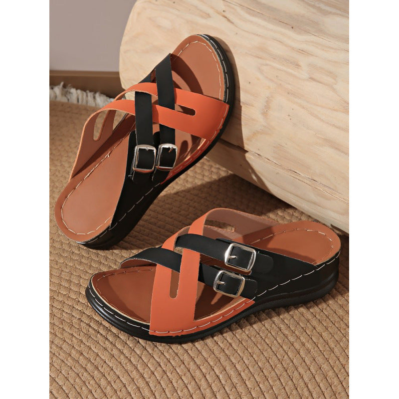 Damen Modische Absatzsandalen mit verstellbaren Riemen und ergonomischer Sohle EB