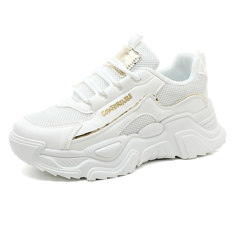 Damen Sportliche Sneakers mit modischer Metallic-Applikation und strukturierter Oberfläche EB