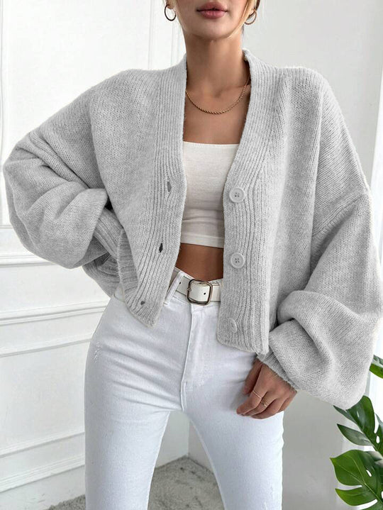 Damen Oversized Strickjacke mit Knopfdesign und weitem Schnitt EB