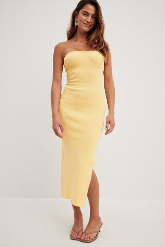 Damen langes Sommerkleid mit figurbetontem Schnitt und seitlichem Schlitz EB