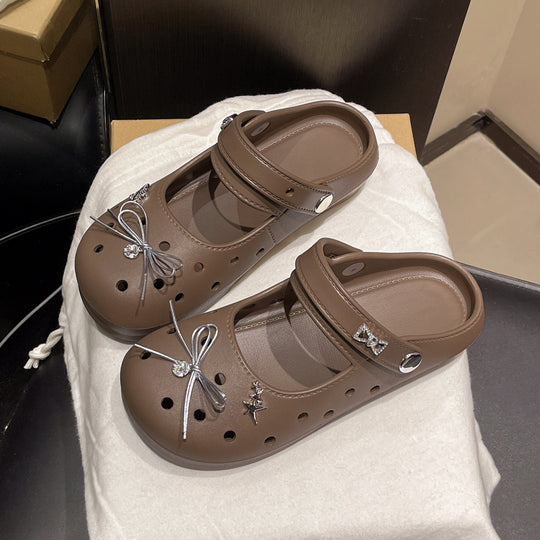 Damen Praktische Clogs mit funkelnder Dekoration und verstellbarem Riemen EB