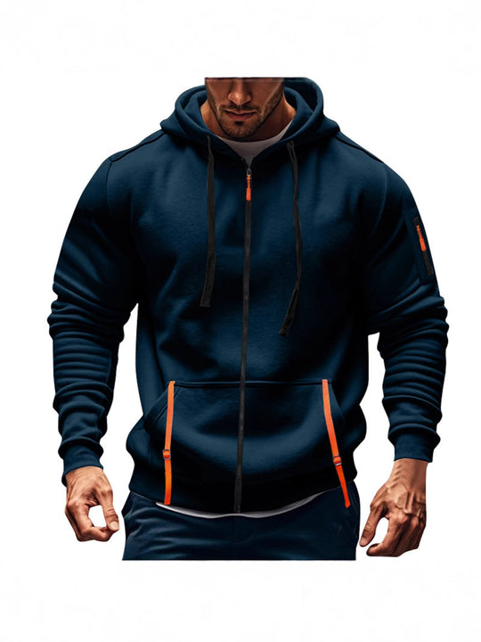Herren sportliche Kapuzenjacke mit praktischen Reißverschlusstaschen EB