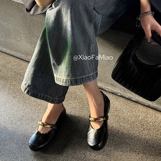 Damen Ballerina-Schuhe mit modischer Schnallenverzierung und pantentlicher Passform EB