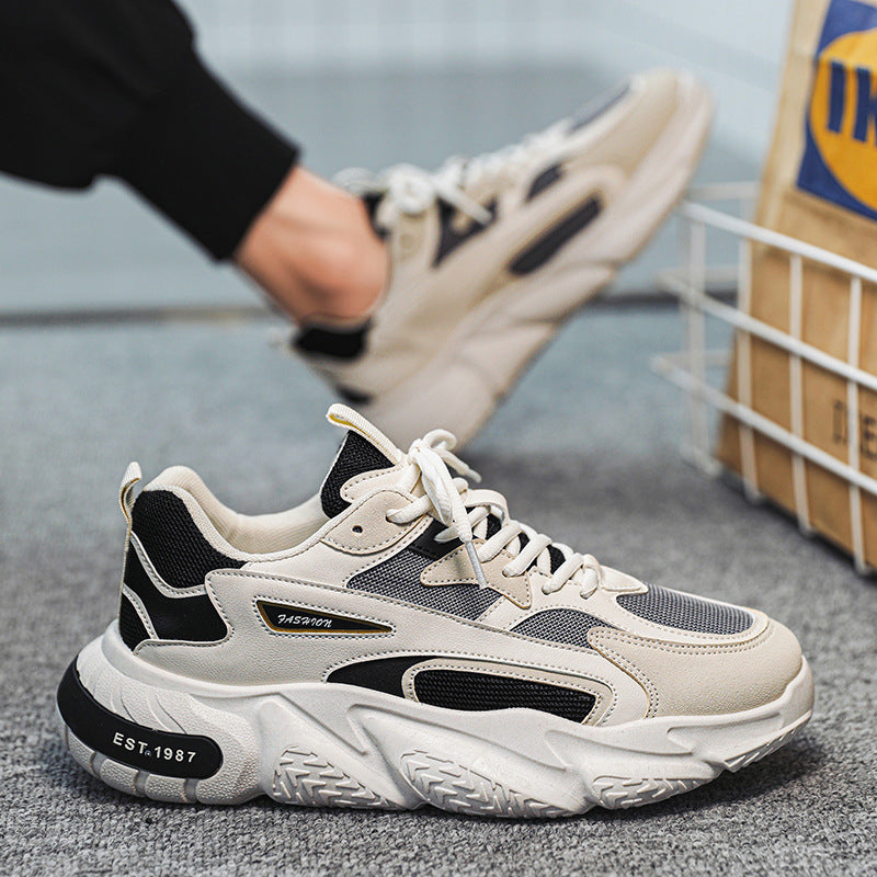 Herren modische Chunky-Sneaker mit verstärkten Overlays, atmungsaktiver Meshkonstruktion und gedämpfter EVA-Plateausohle EB