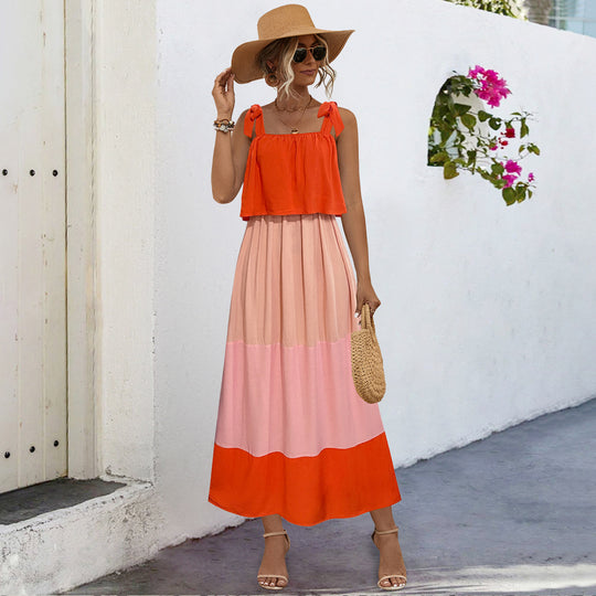 Damen Sommerliches Maxikleid mit verspieltem Bandeau-Oberteil und fließendem Rock EB