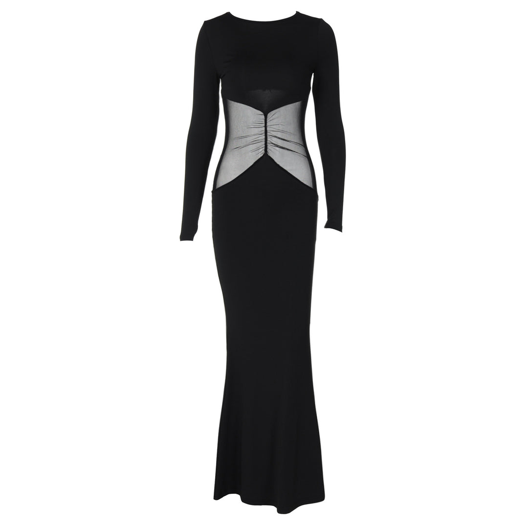 Damen Elegantes Maxikleid mit transparenter Taillenpartie EB