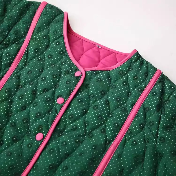 Damen gesteppte Freizeitjacke mit kontrastierenden Paspeln und eleganter Knopfleiste EB