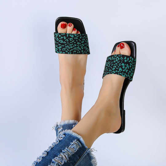 Damen modische Riemchen-Sandalen mit tierischem Muster und komfortabler Sohle EB