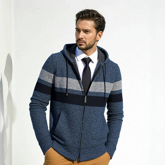 Herren Strickjacke mit Kapuze und modischem Zipper EB