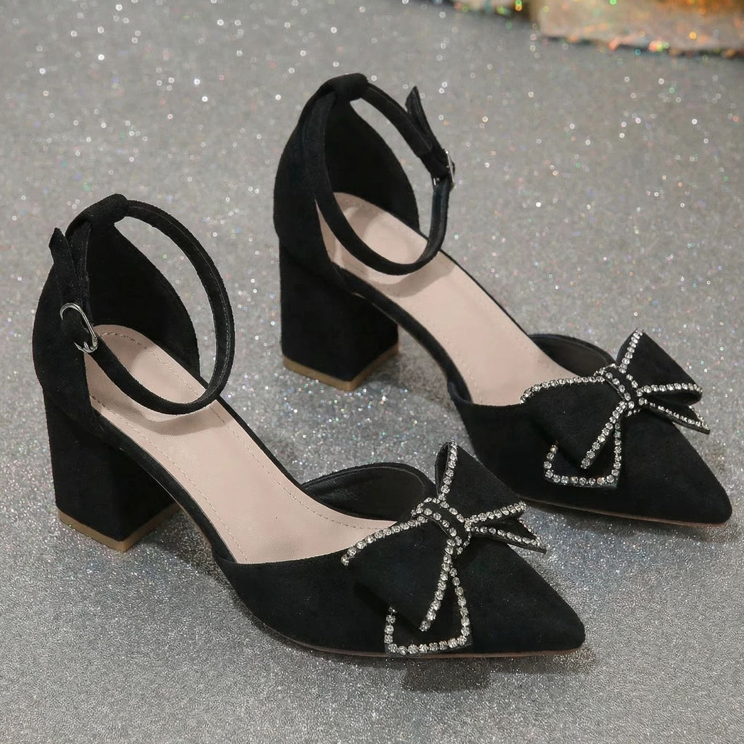 Damen elegante Slingback-Pumps mit funkelnden Schleifendetails EB