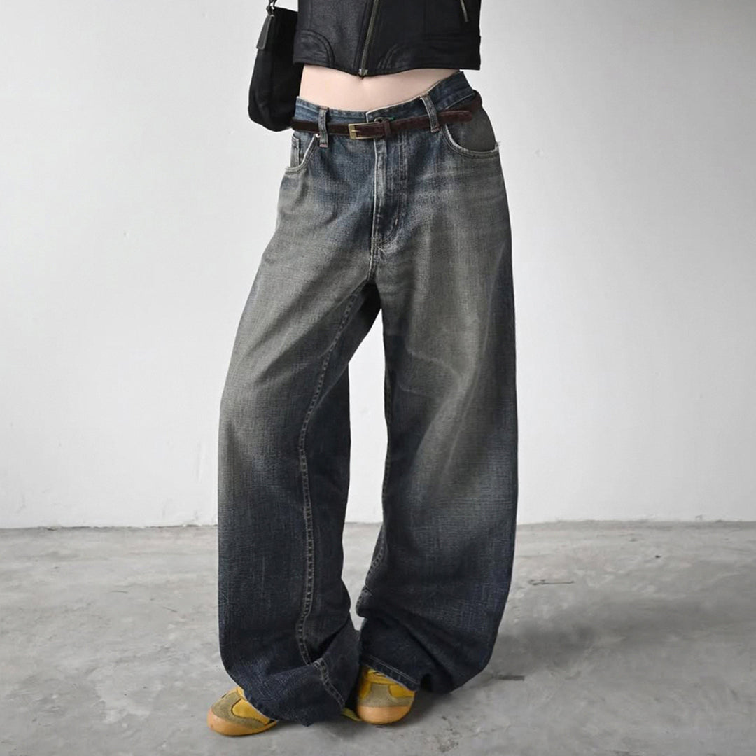 Damenweite Denim-Jeans im lässigen Chino-Stil mit hohem Bund EB