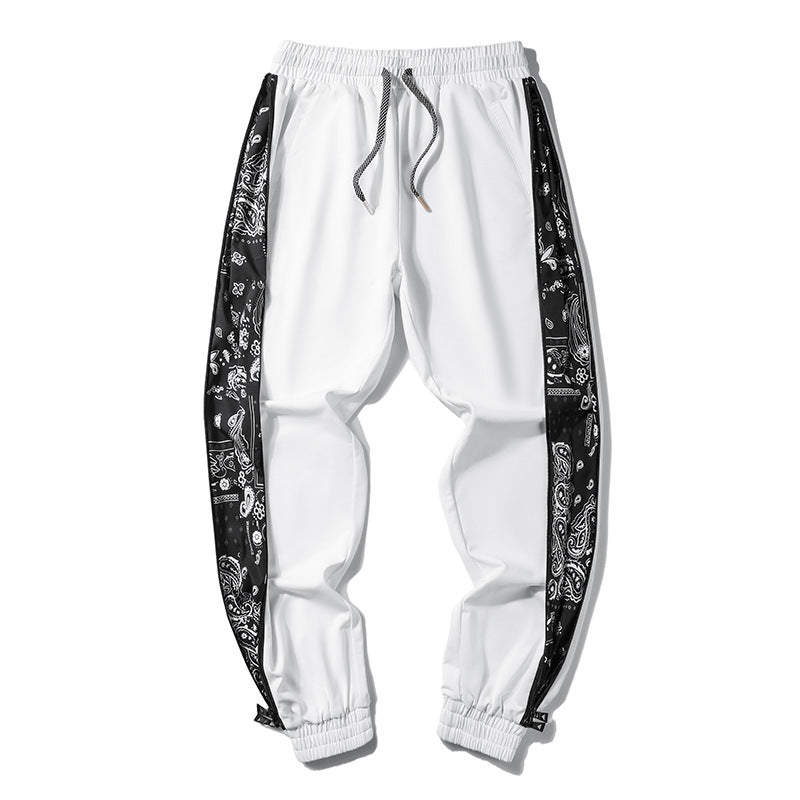 Herren Locker geschnittene Streetstyle Jogginghose mit Bandana‑Seiteneinsatz und elastischem Saum EB