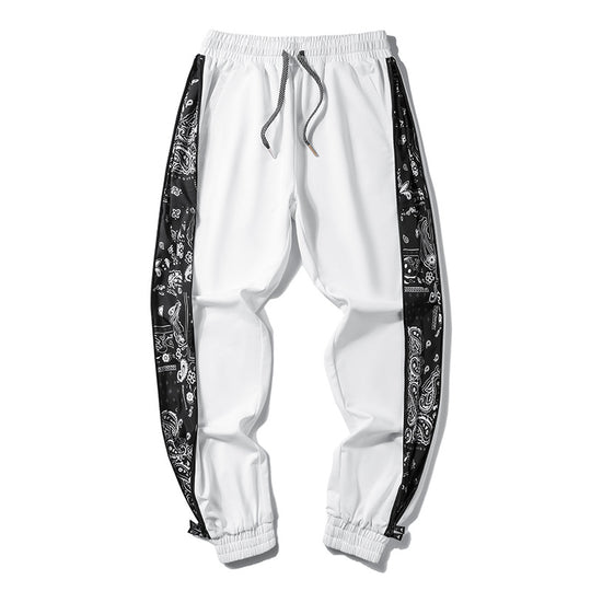 Herren Locker geschnittene Streetstyle Jogginghose mit Bandana‑Seiteneinsatz und elastischem Saum EB