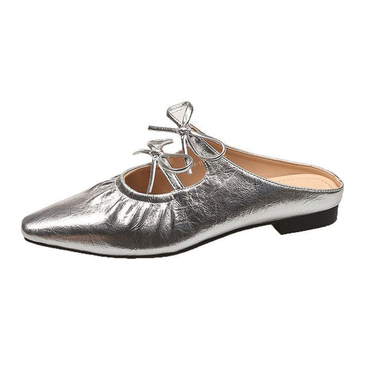 Damen flache Mules mit dekorativen Schleifen EB