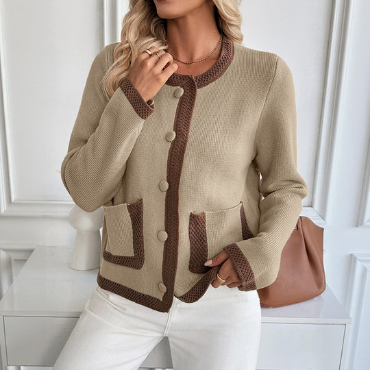Damen Strickjacke mit dekorativen Knopfdetails und praktischen Taschen EB