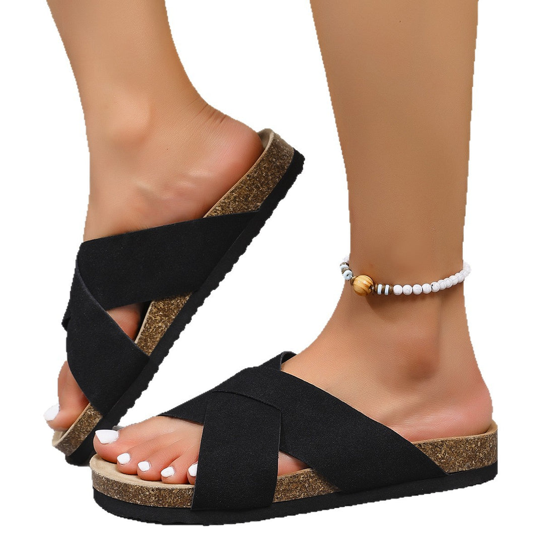 Damen Komfortable Zehentrenner-Sandalen mit geflochtenem Riemen und ergonomischem Fußbett EB