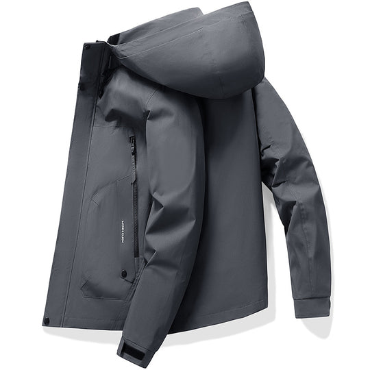 Men's  waterproof breathable hooded softshell jacket with taped seams EB