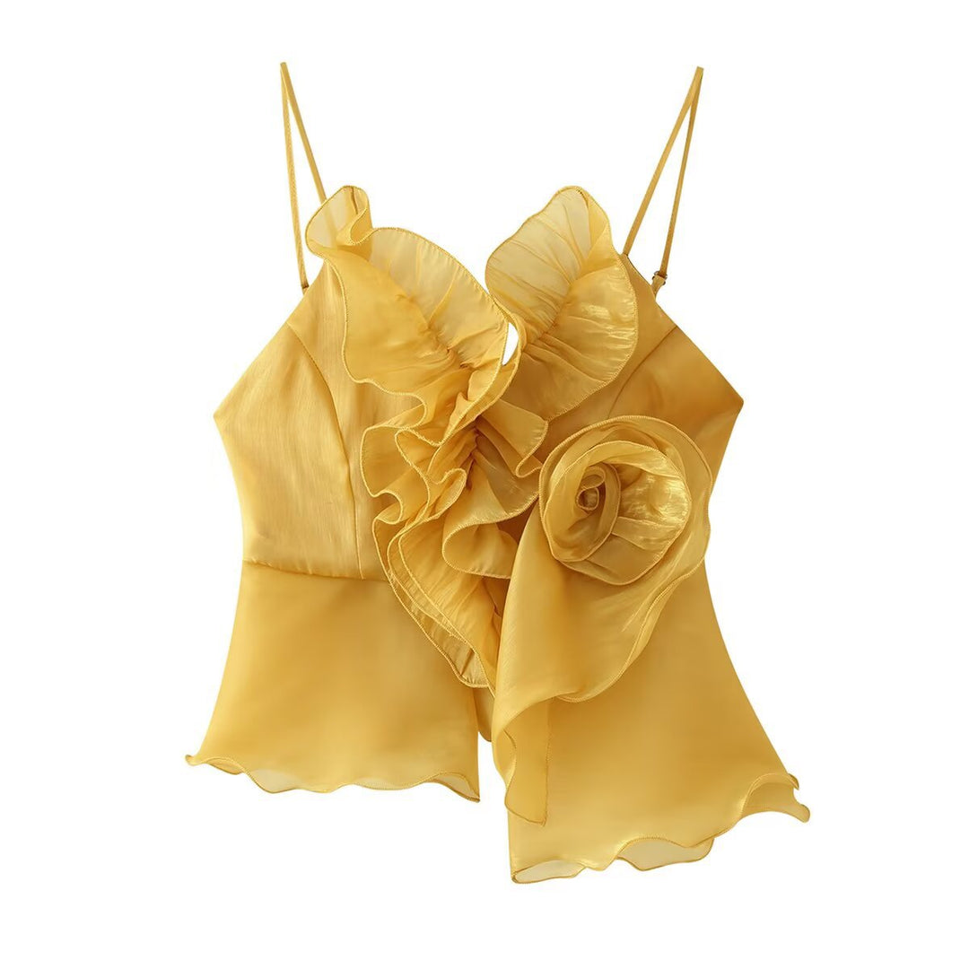 Damen Top mit eleganter Rüsche und schwingendem Saum EB