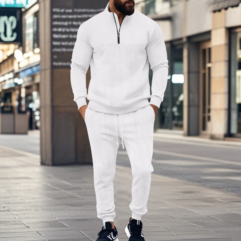 Herren Sportlicher Strickanzug mit Stehkragen und Reißverschluss EB