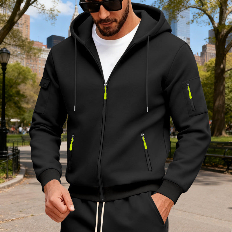 Herren sportlicher Kapuzenpullover mit modischen Schnellverschlüssen und praktischen Taschen EB