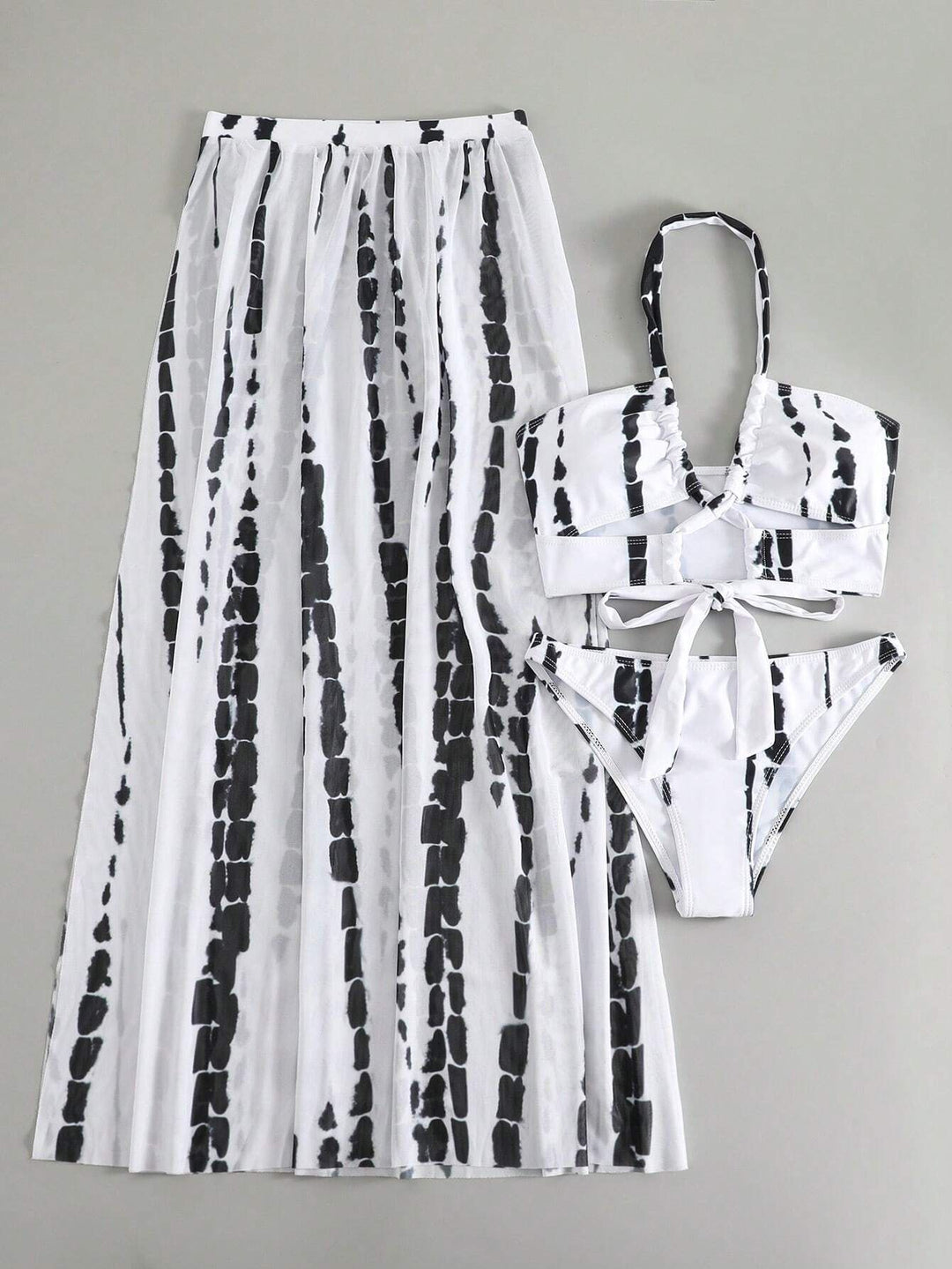 Damen Bikini-Set mit elegantem Maxirock und femininem Oberteil EB