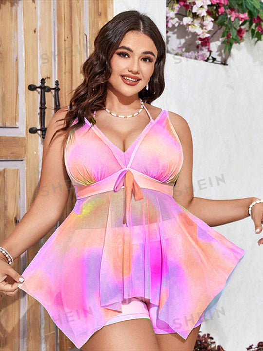 Damen Buntes Badeoberteil mit verspieltem Design EB