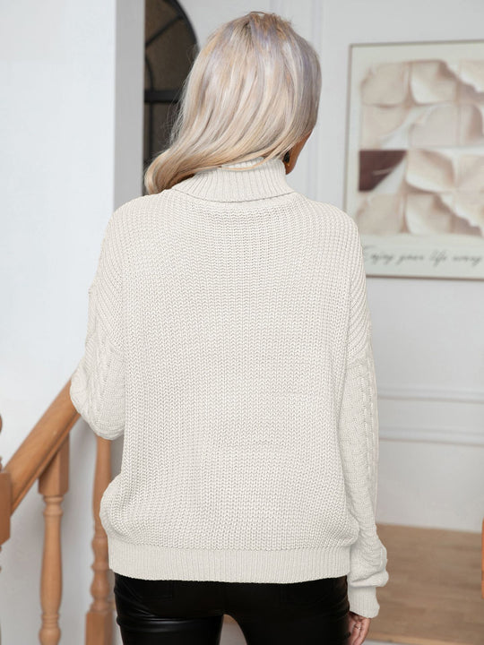 Damen Grobstrickpullover mit hochschließendem Kragen von EB