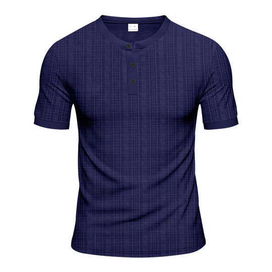 Herren modisches Kurzarmshirt mit Knopfleiste und strukturiertem Muster EB