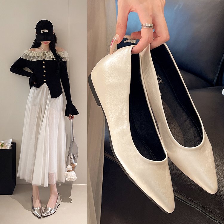Damen modische spitze Ballerinas aus hochwertigem Leder EB