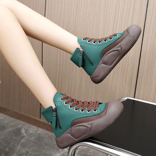 Damen Hochformatige Sneakers mit seitlichem Reißverschluss und robustem Gummiprofil EB