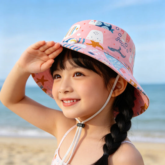 Unisex nan Kinder Sonnenhut mit verstellbarem Kinnband, breiter Krempe und fantasievollem Einhornprint  EB