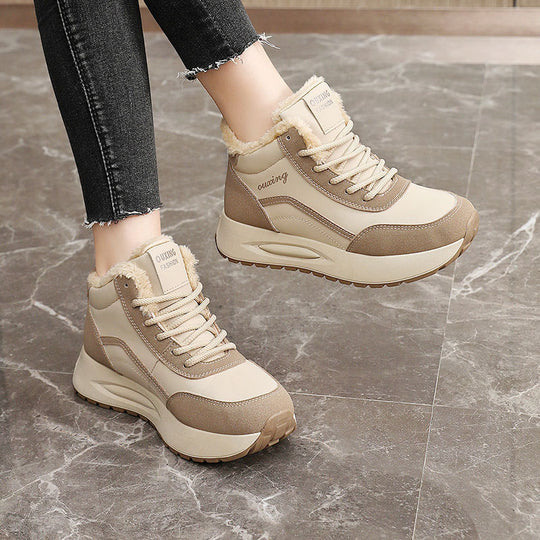 Damen Sportliche High-Top Sneakers mit warmem Fleece-Futter und rutschfester Sohle EB