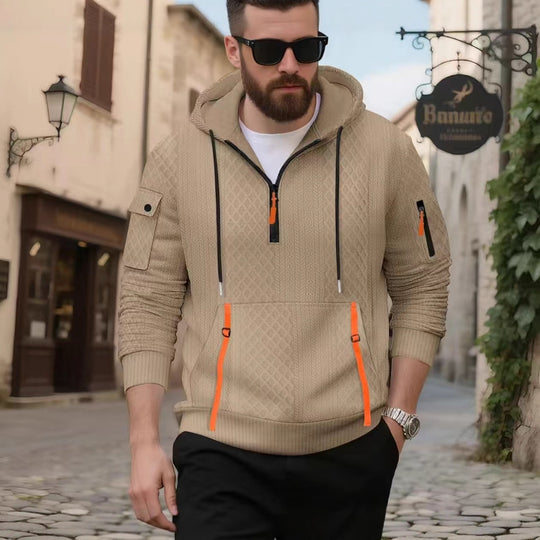 Herren sportlicher Kapuzenpullover mit strukturiertem Design und praktischen Reißverschlusstaschen EB