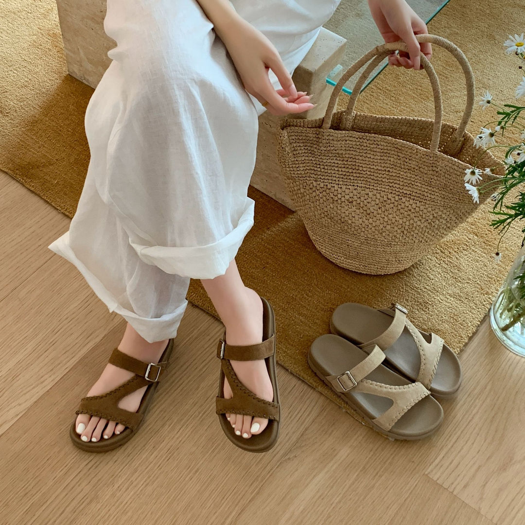 Damen Komfortable Riemensandalen mit verstellbarem Riemendesign und anatomisch geformtem Fußbett EB